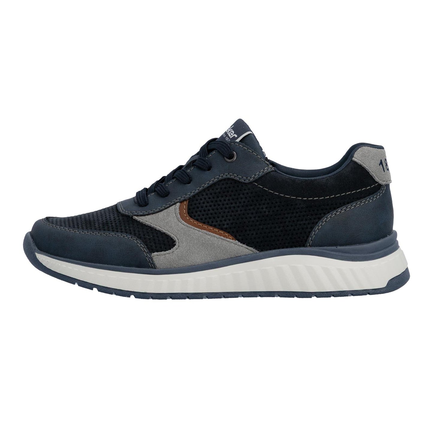 Rieker Mens Casual Trainers Shoes Blue Brown B0606