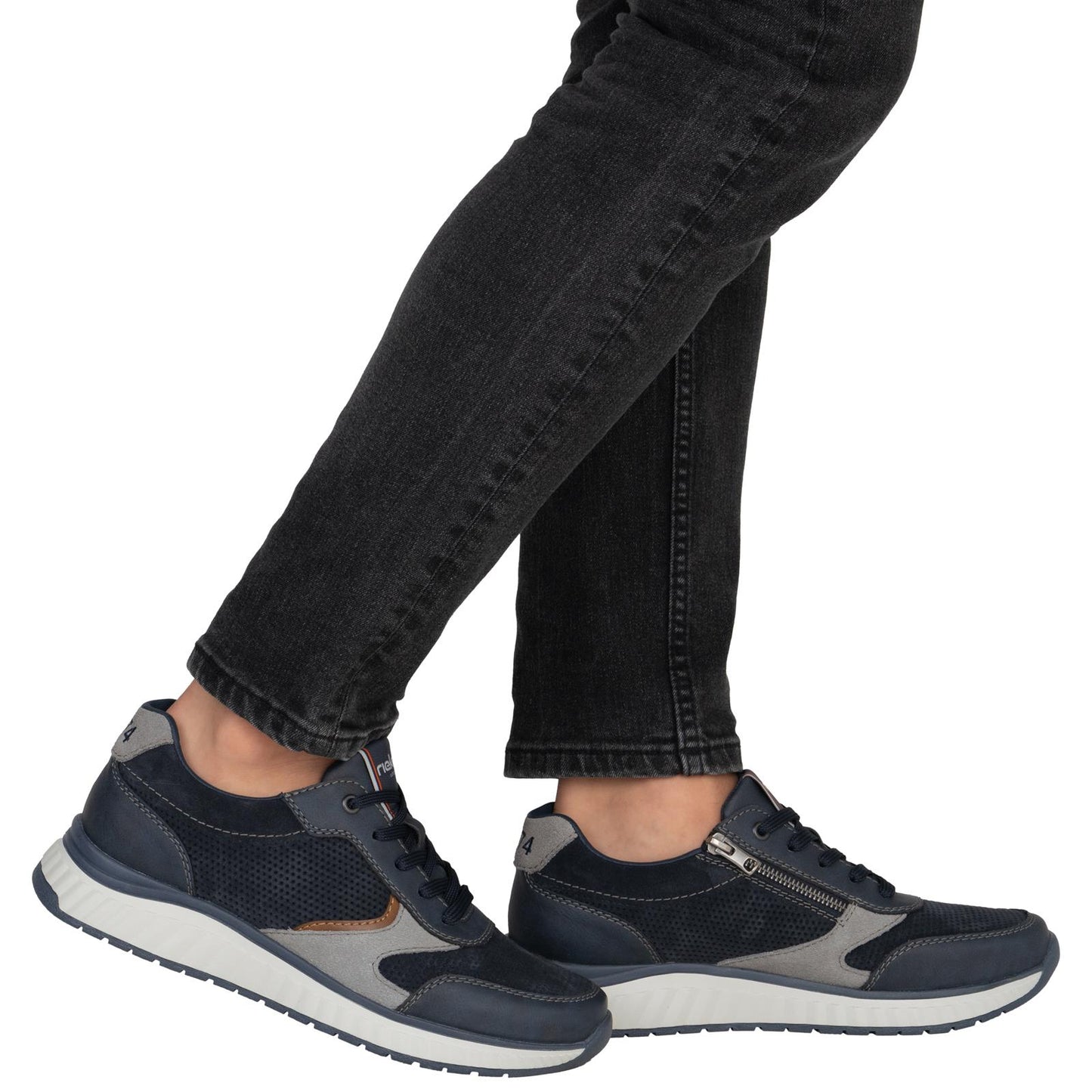 Rieker Mens Casual Trainers Shoes Blue Brown B0606