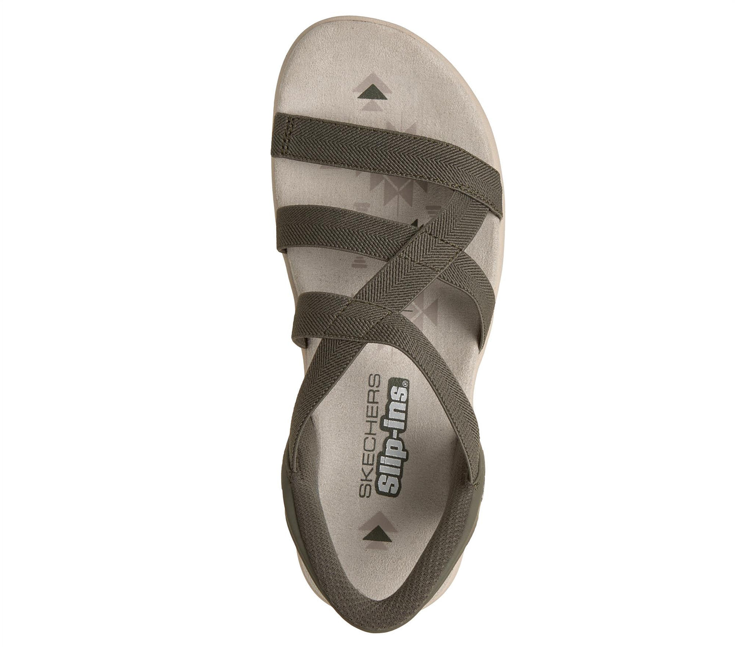 Skechers Womens Slip-Ins Reggae Slim Stretch Flex Olive Vegan Sandals
