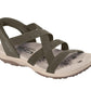 Skechers Womens Slip-Ins Reggae Slim Stretch Flex Olive Vegan Sandals