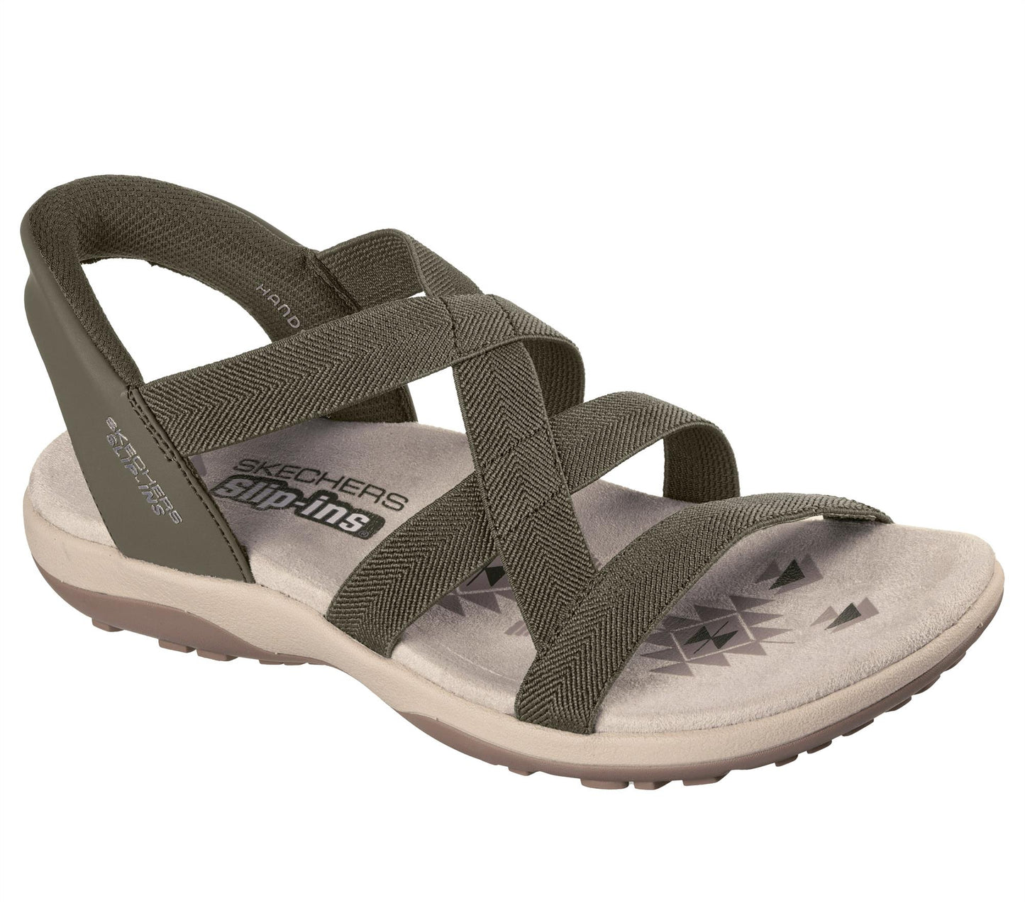 Skechers Womens Slip-Ins Reggae Slim Stretch Flex Olive Vegan Sandals