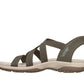 Skechers Womens Slip-Ins Reggae Slim Stretch Flex Olive Vegan Sandals