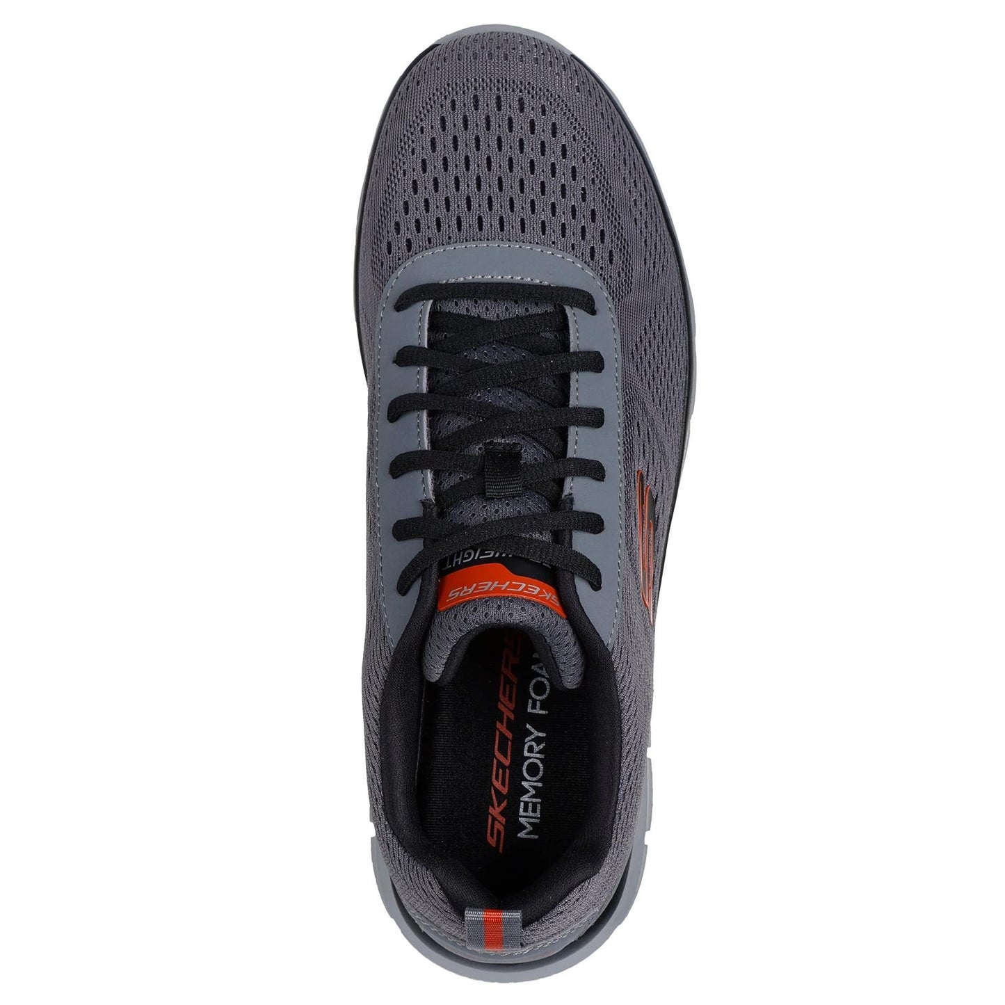 Skechers Mens Charcoal Orange Memory Foam Trainers Track Leshur 232758/CCOR