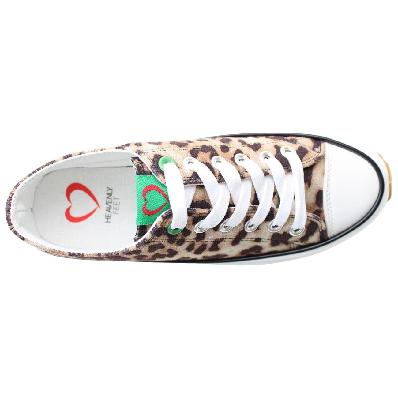 Heavenly Feet Womens Brown Cheetah Platform Lace Up Trainers