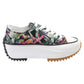 Heavenly Feet Womens Black Floral Platform Lace Up Trainers