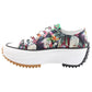 Heavenly Feet Womens Black Floral Platform Lace Up Trainers