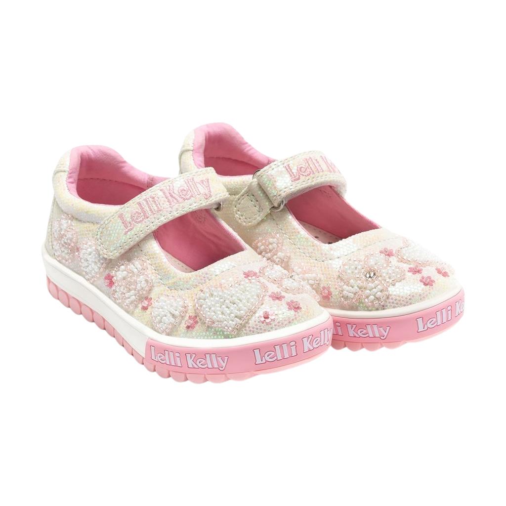 Lelli Kelly LK4924 (BI01) Cressida White Glitter Canvas Shoes