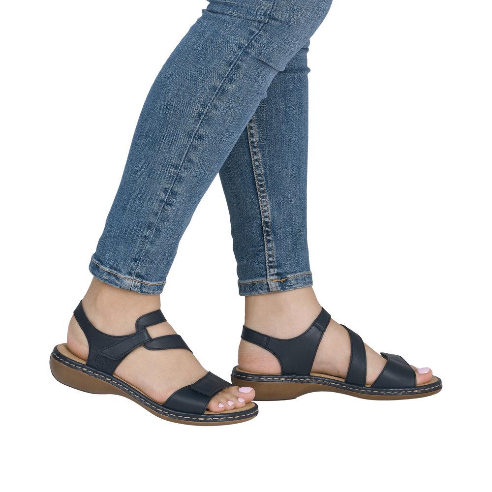 Rieker Womens Blue Leather Sandals 659C7-16