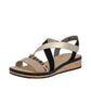 Rieker Womens Wedge Sandals Black Leopard V3663