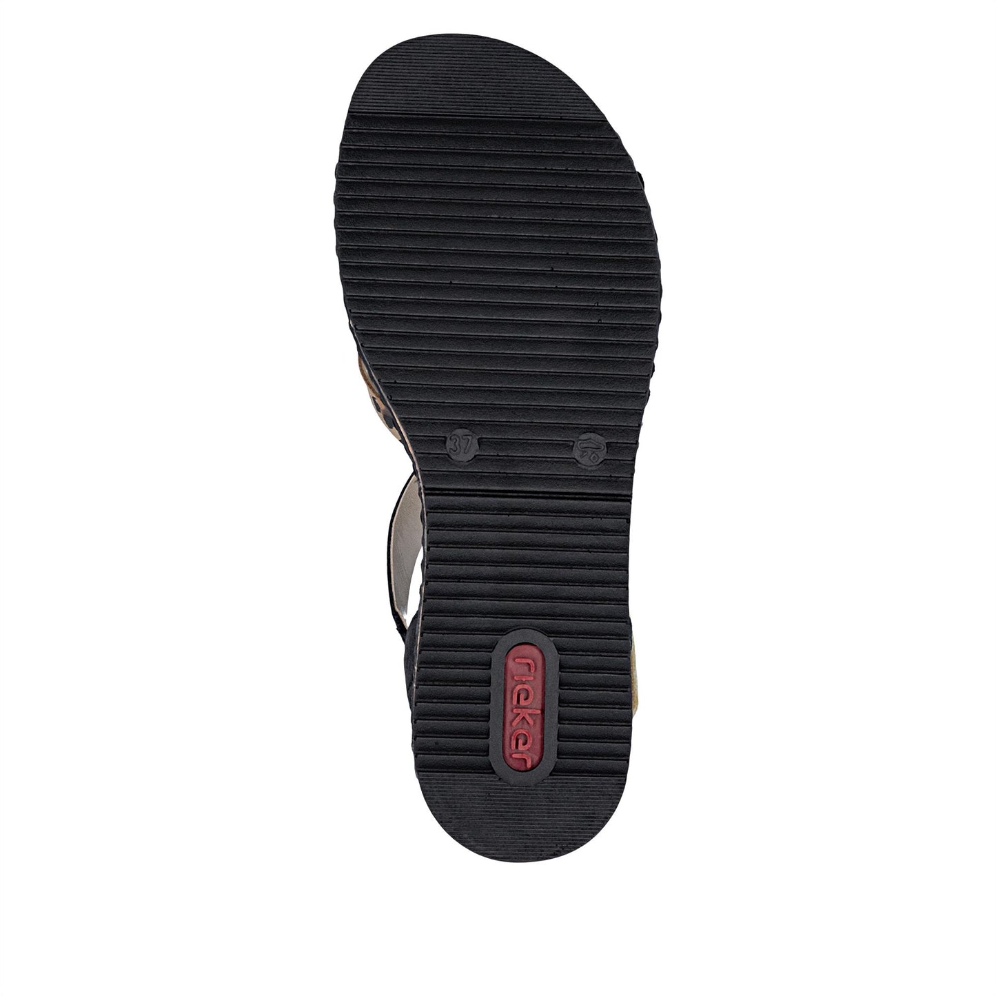 Rieker Womens Wedge Sandals Black Leopard V3663