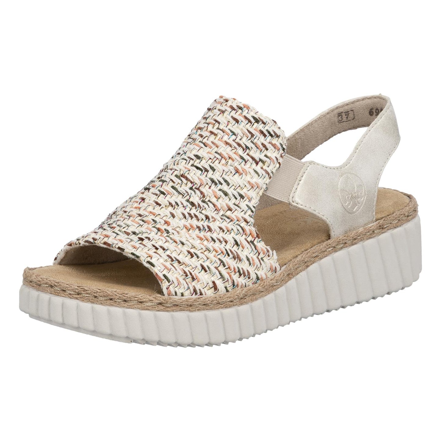 Rieker Women's Wedge Sandals Beige Gold Extra Wide (H) 69276