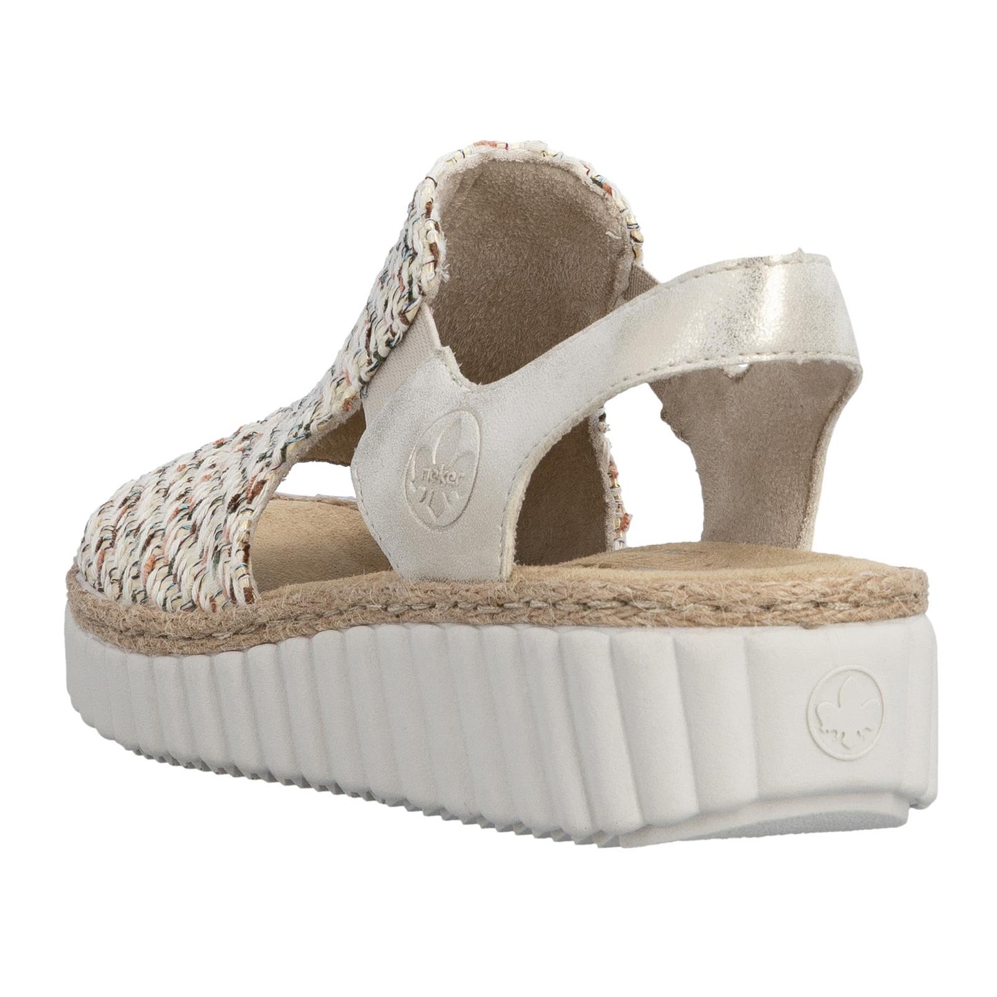Rieker Women's Wedge Sandals Beige Gold Extra Wide (H) 69276