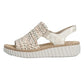 Rieker Women's Wedge Sandals Beige Gold Extra Wide (H) 69276