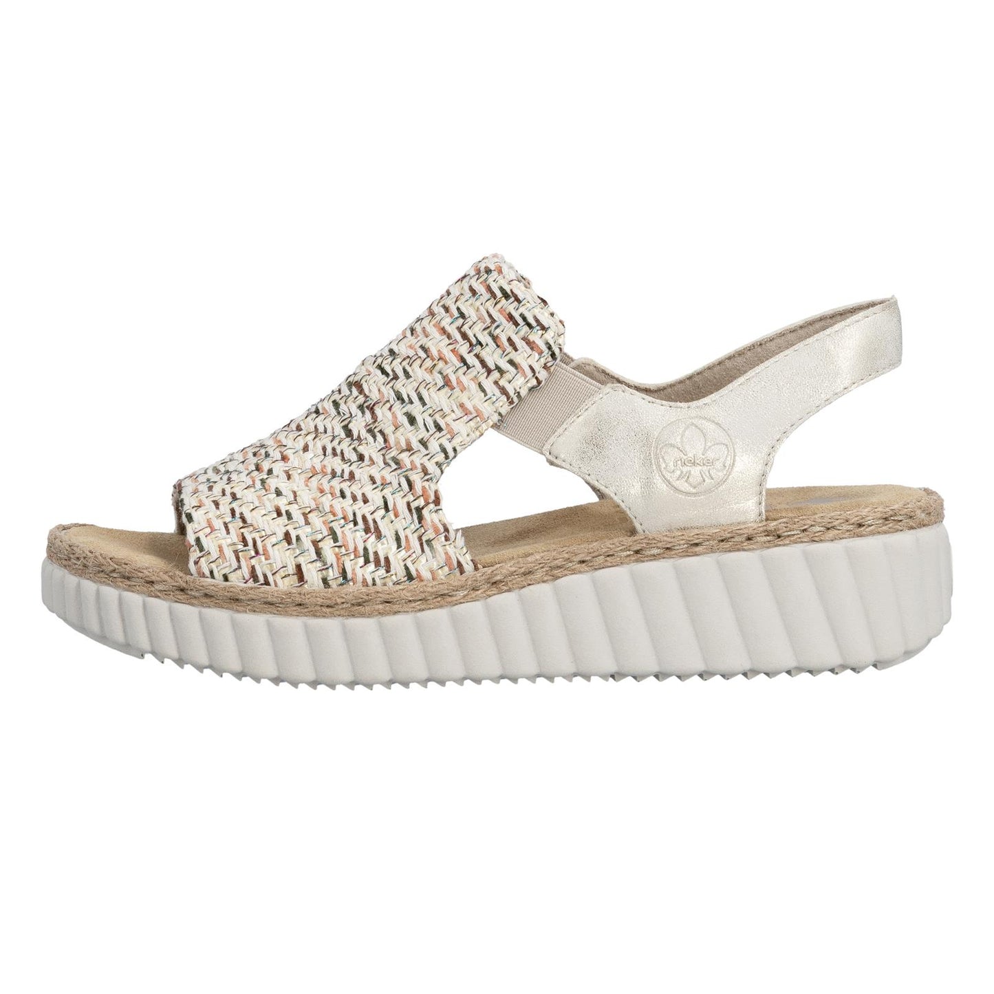 Rieker Women's Wedge Sandals Beige Gold Extra Wide (H) 69276