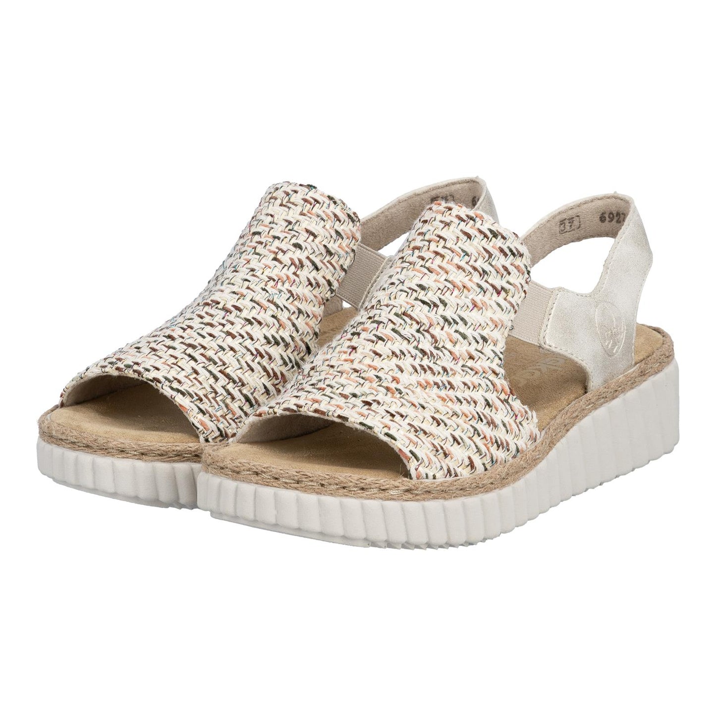 Rieker Women's Wedge Sandals Beige Gold Extra Wide (H) 69276