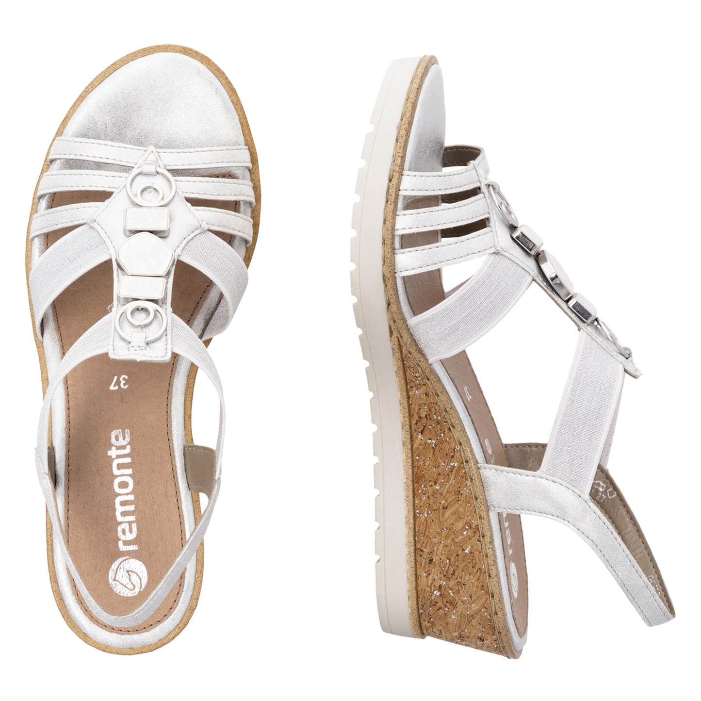 Remonte Women's Wedge Sandals Silver R6264