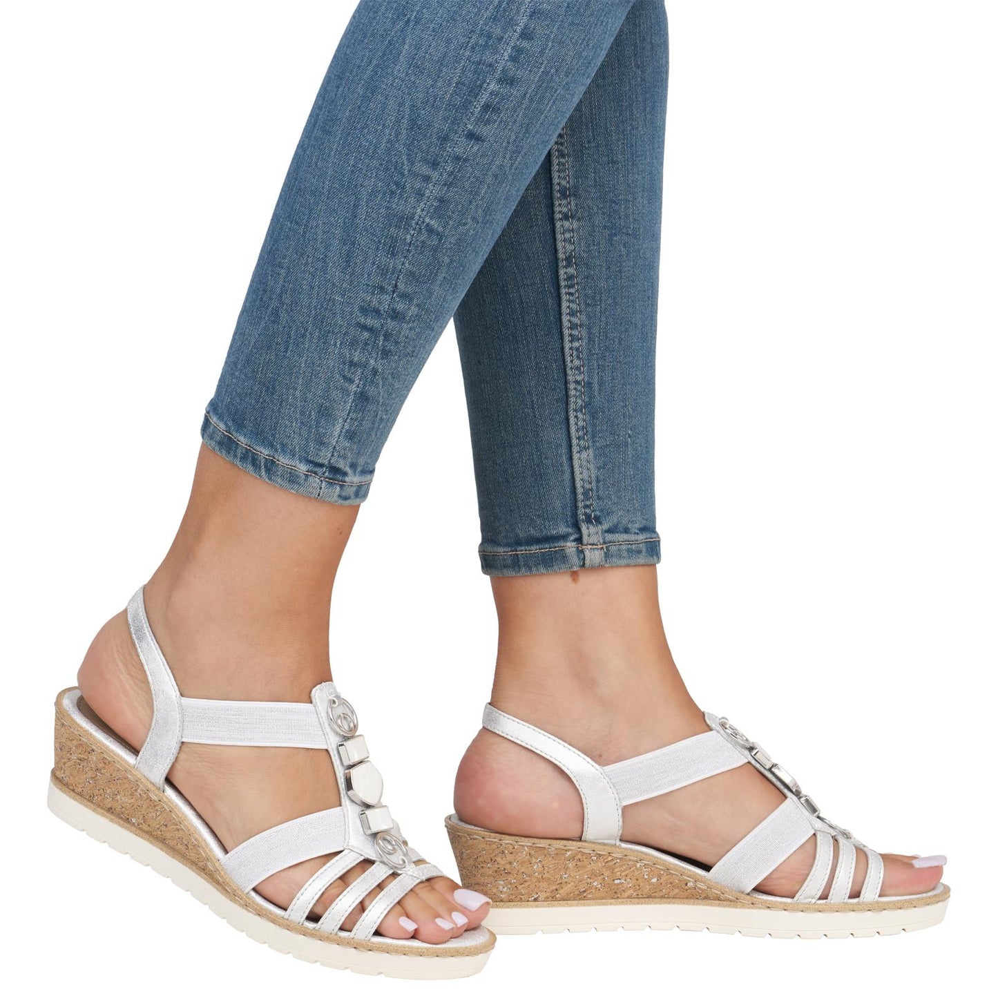 Remonte Women's Wedge Sandals Silver R6264
