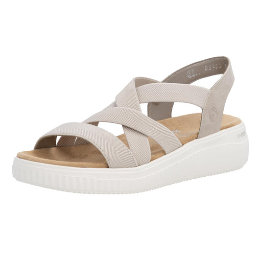 Remonte Women's Wide Fit (H) Wedge Sandals Beige D3L52