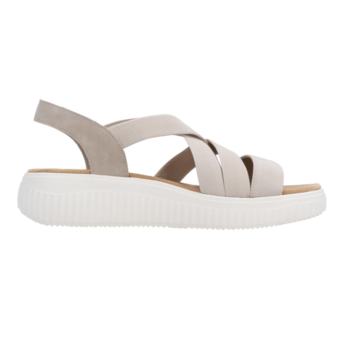 Remonte Women's Wide Fit (H) Wedge Sandals Beige D3L52
