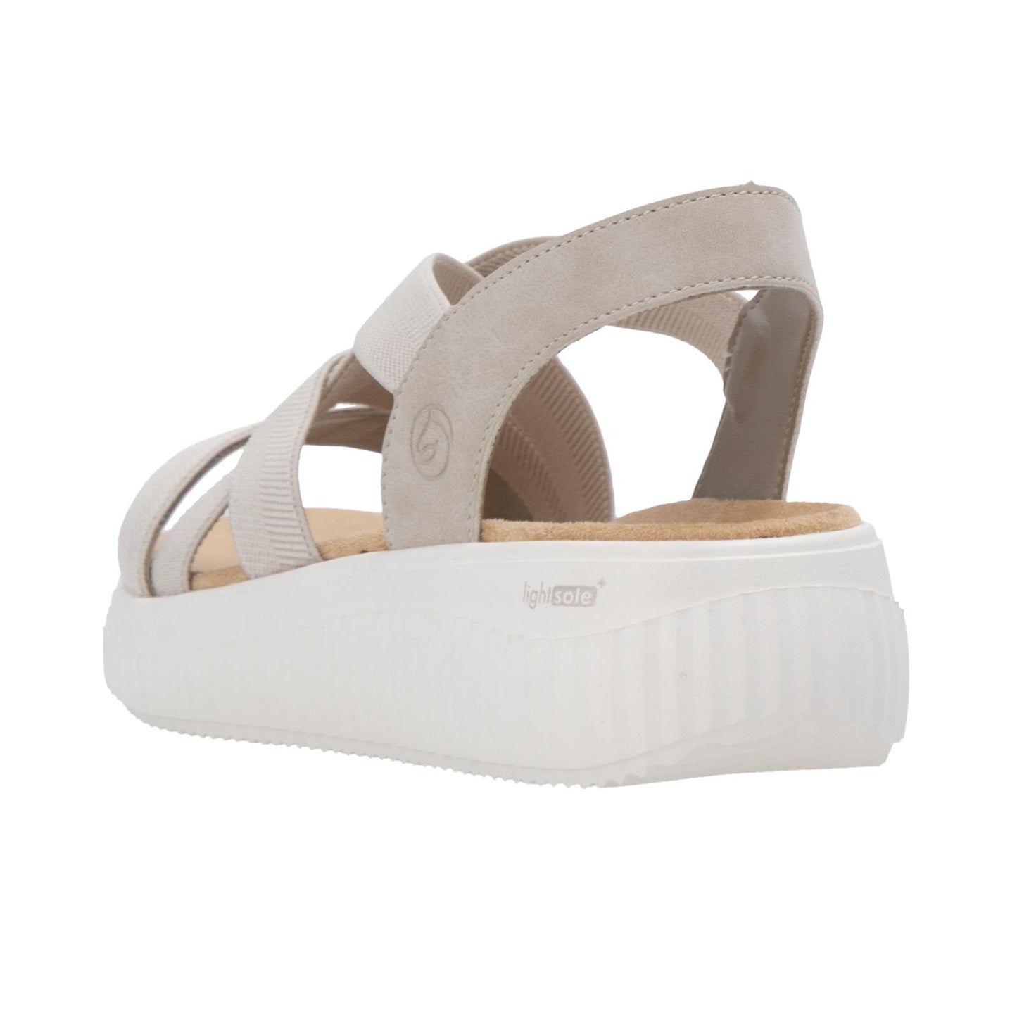 Remonte Women's Wide Fit (H) Wedge Sandals Beige D3L52