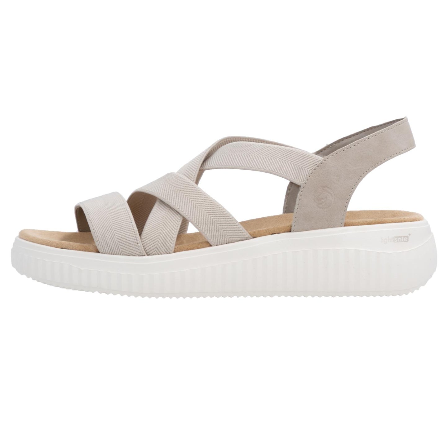 Remonte Women's Wide Fit (H) Wedge Sandals Beige D3L52