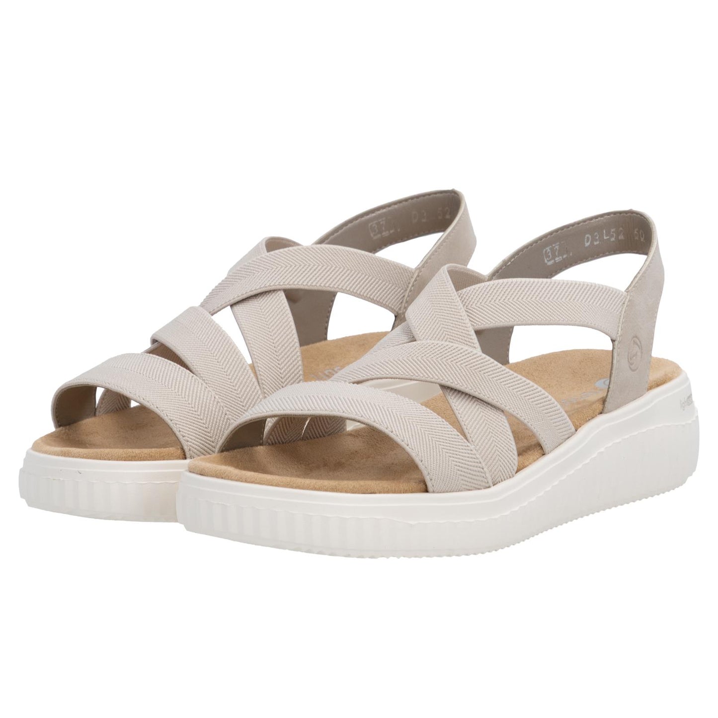 Remonte Women's Wide Fit (H) Wedge Sandals Beige D3L52