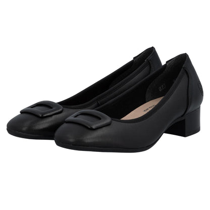 Rieker Women's Black Leather Court Shoes 43453-00