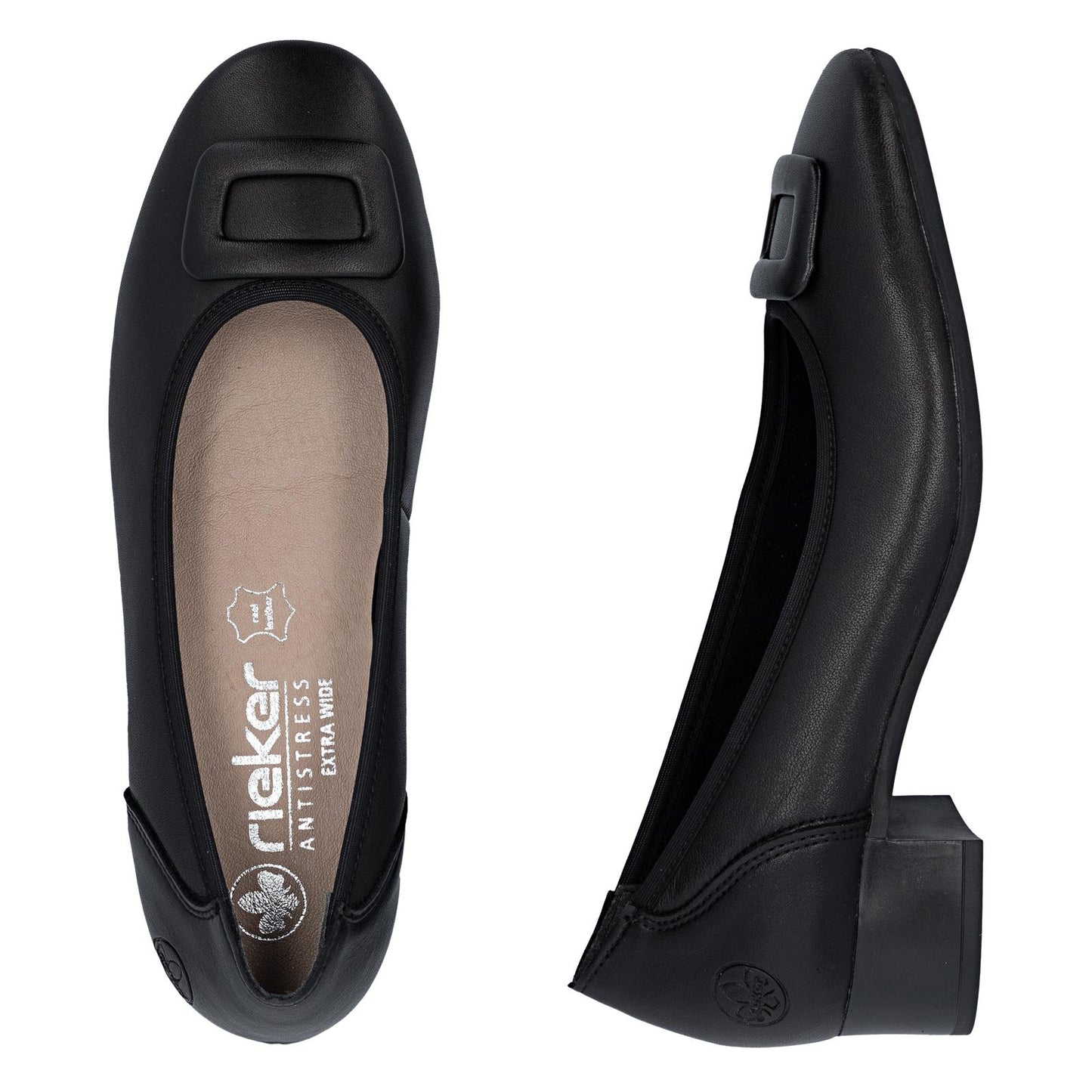 Rieker Women's Black Leather Court Shoes 43453-00