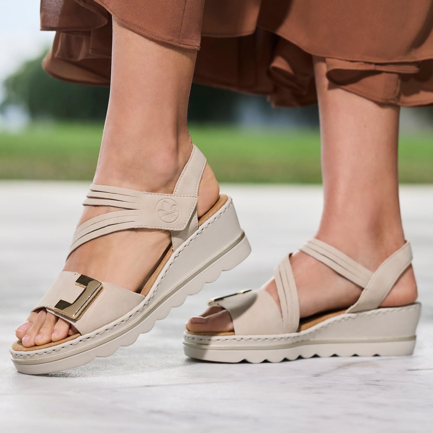 Rieker Women's Wedge Sandals Beige 67410
