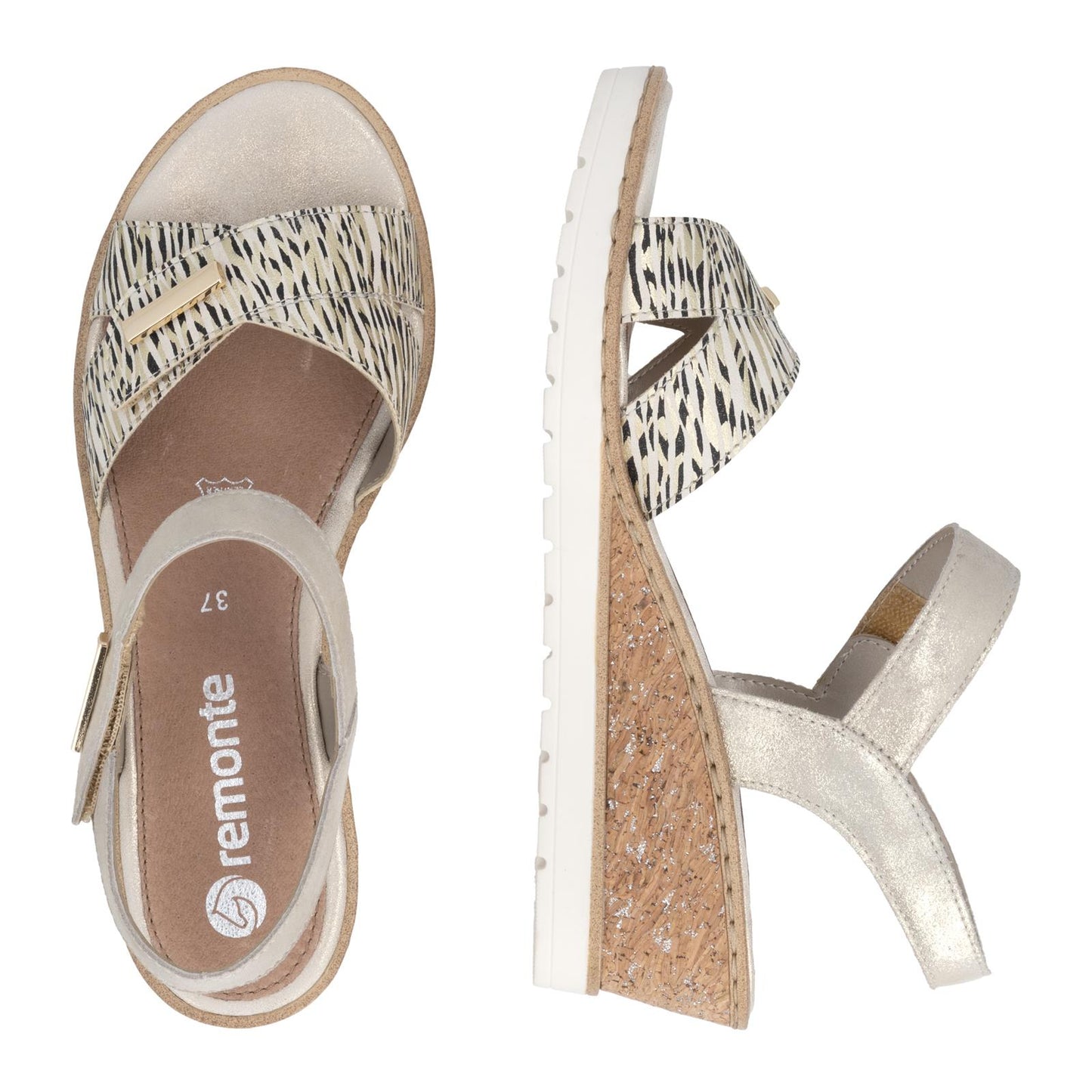 Remonte Women's Wedge Sandals Light Gold R6266