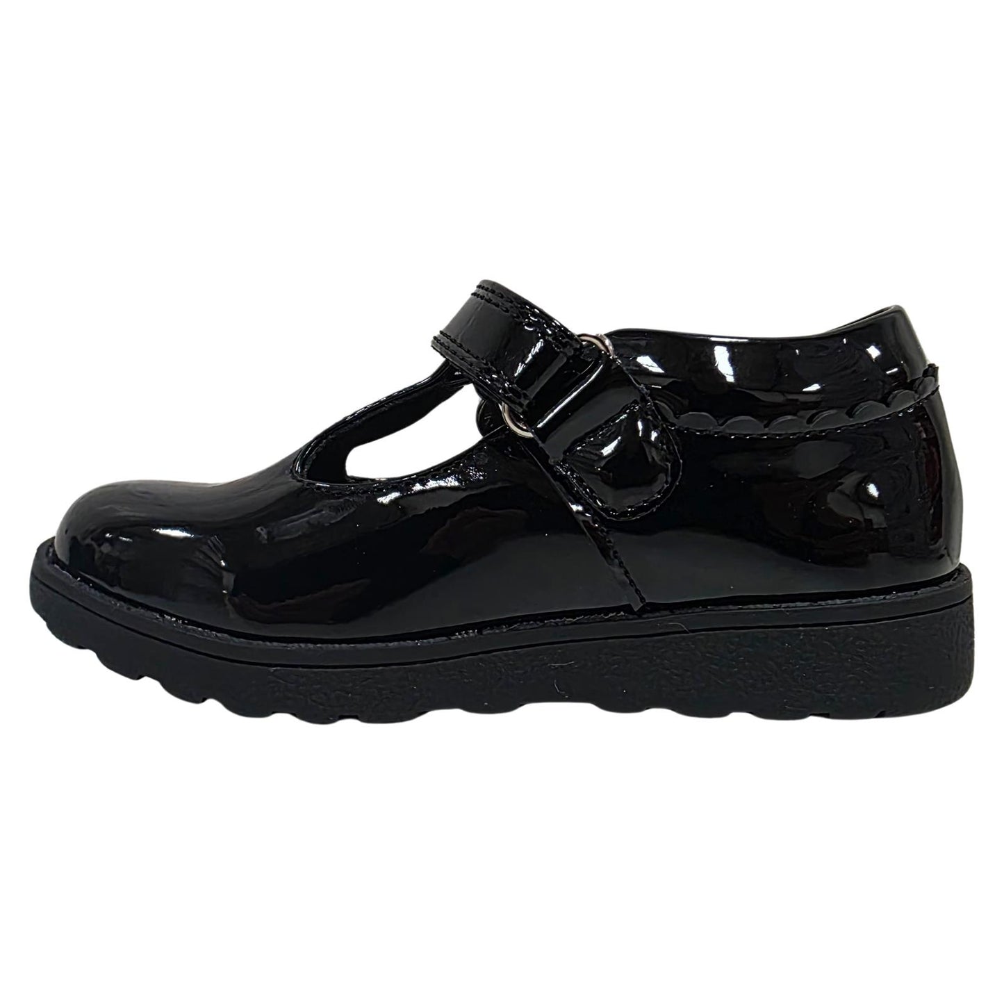 Little Green Feet Daisy Girls Black School Shoes