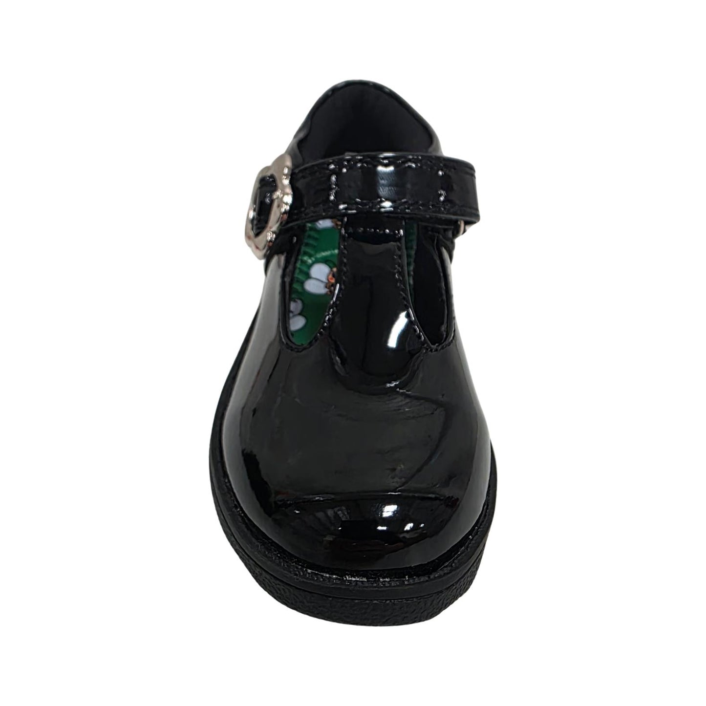 Little Green Feet Daisy Girls Black School Shoes
