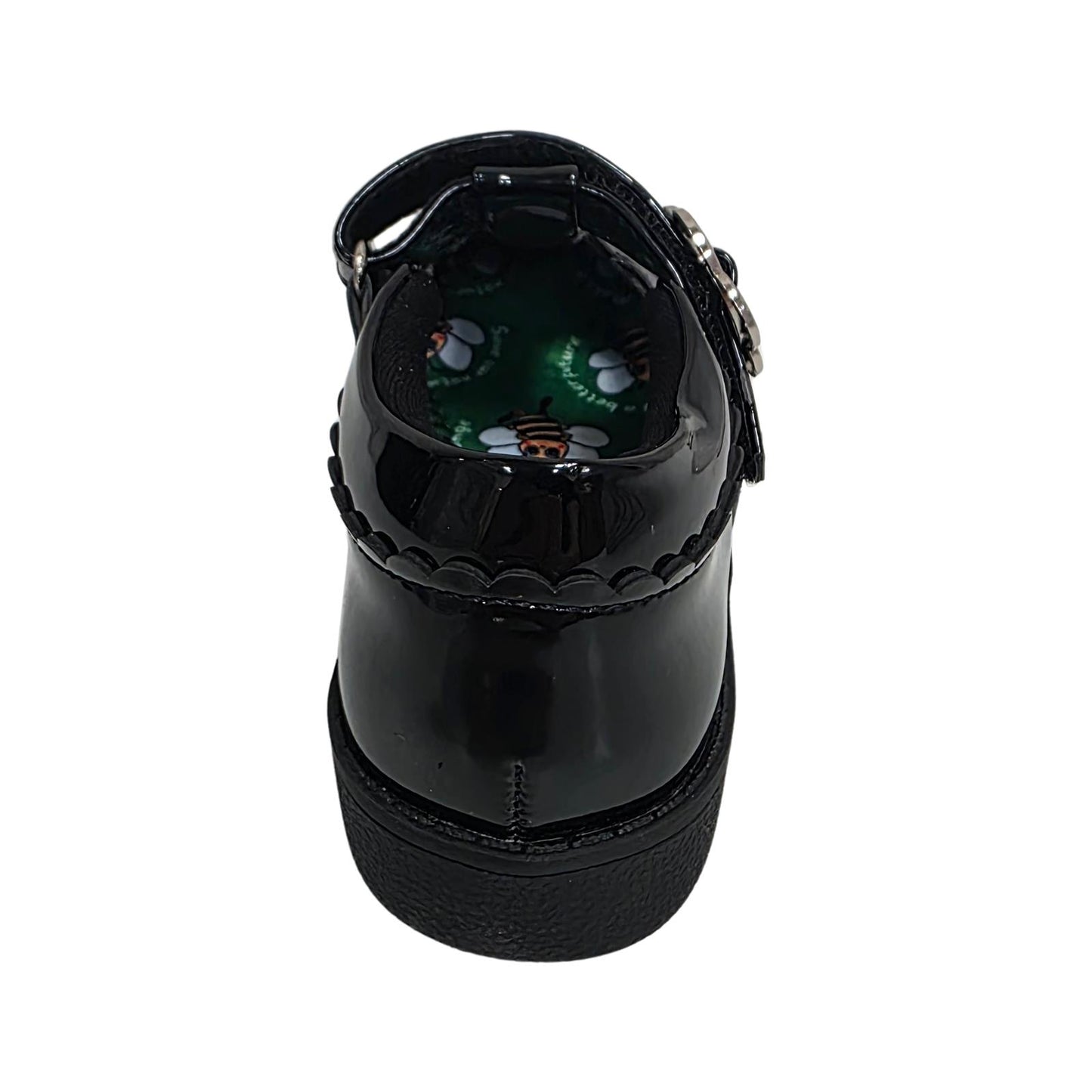 Little Green Feet Daisy Girls Black School Shoes