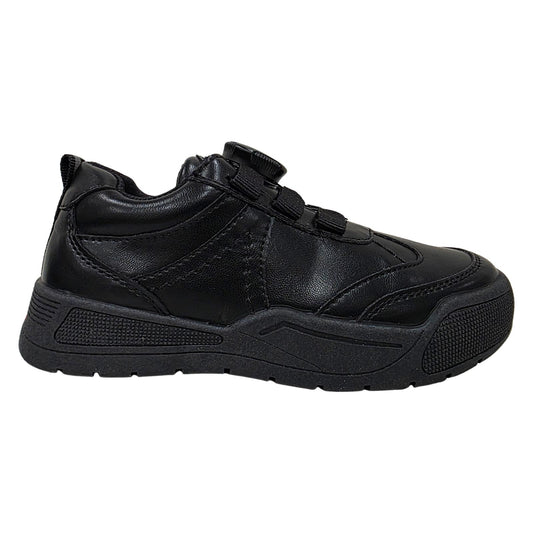 Little Green Feet Twist Boys Black School Shoes