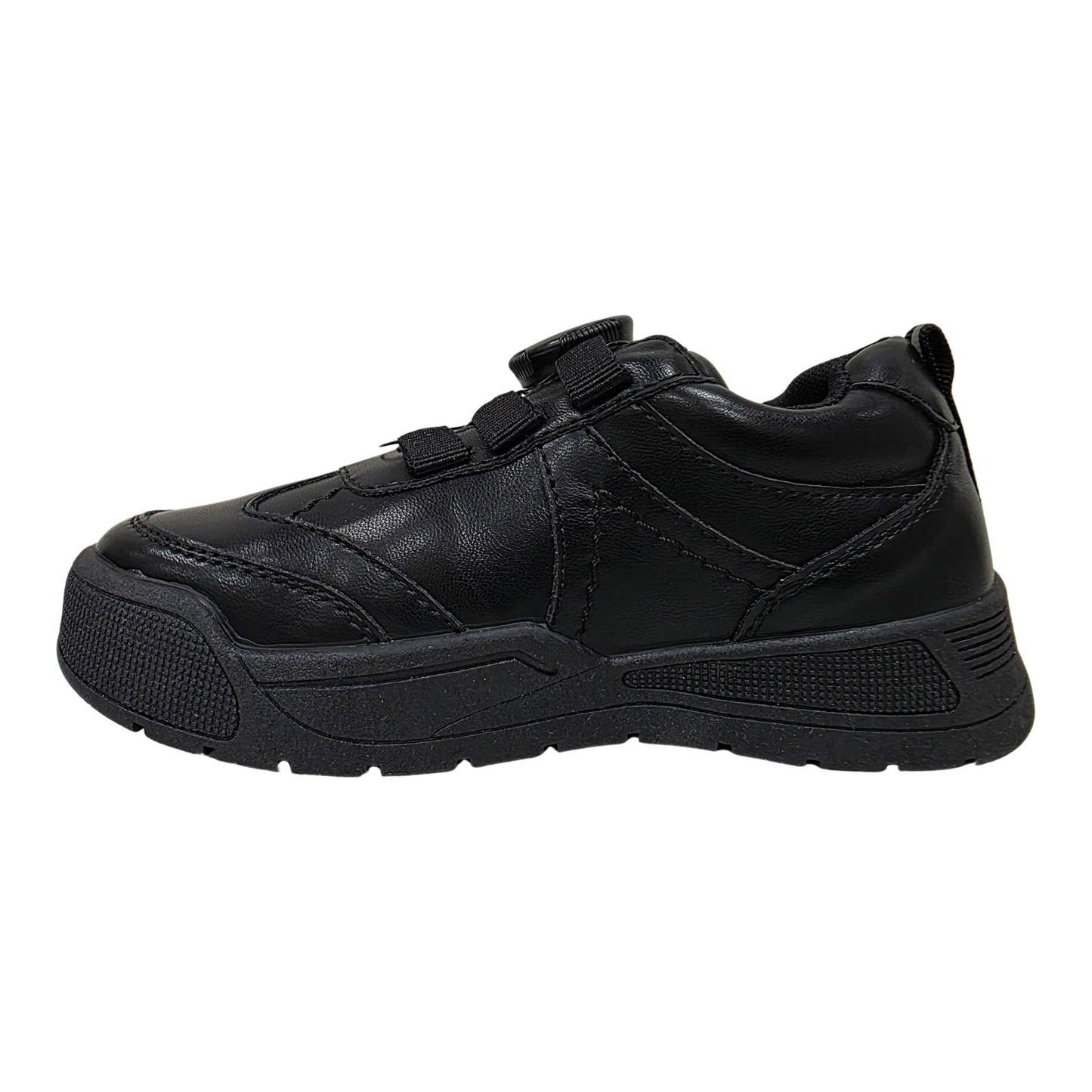 Little Green Feet Twist Boys Black School Shoes