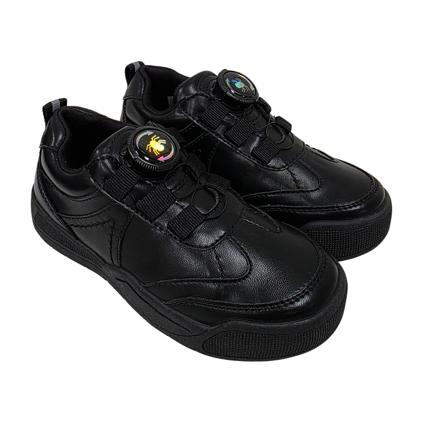 Little Green Feet Twist Boys Black School Shoes