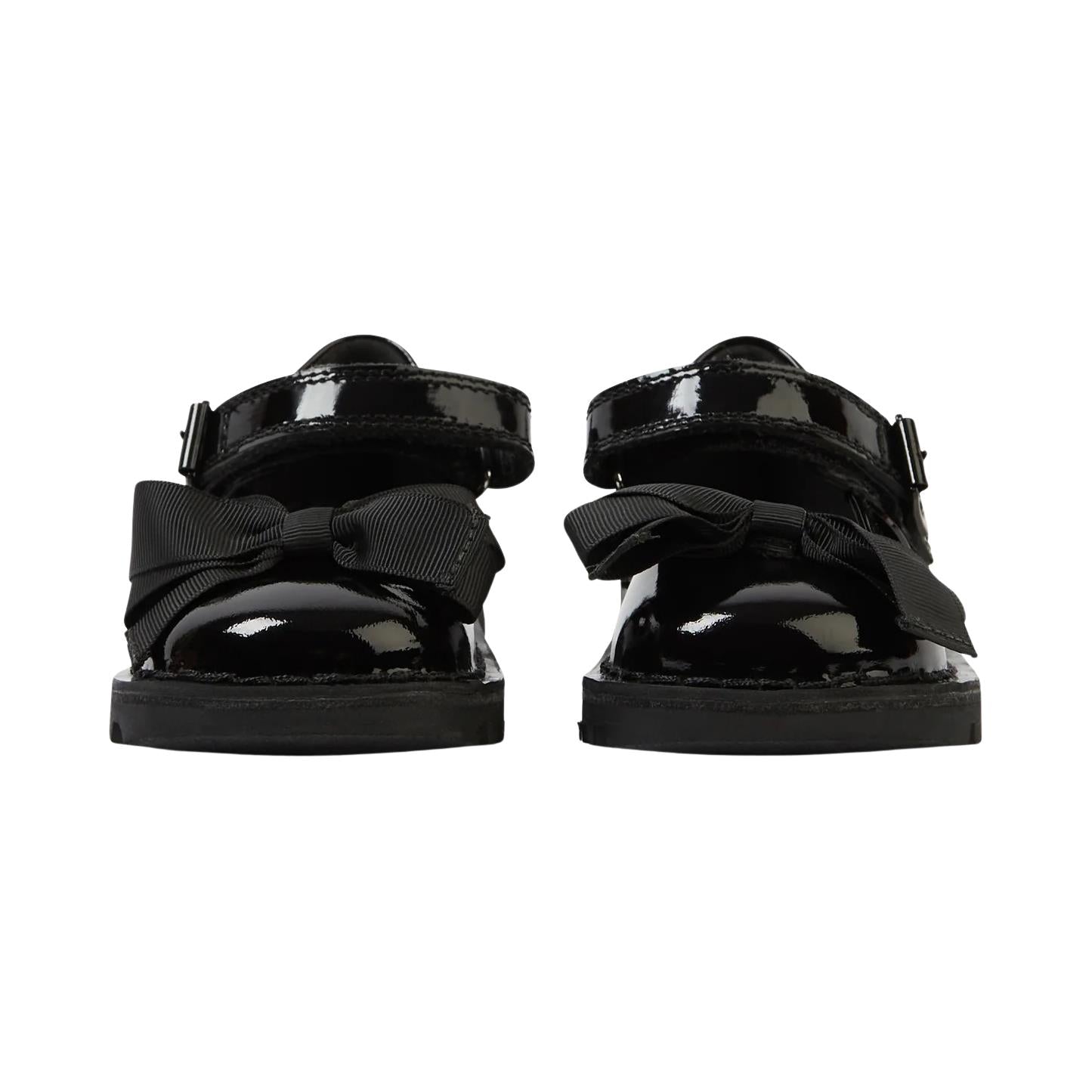 Kickers Girls Kick MJ Bow Black Patent Leather School Shoes