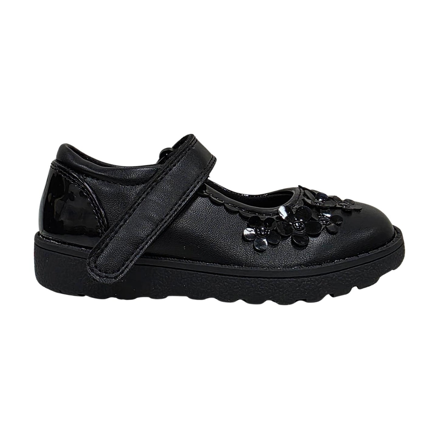 Little Green Feet Pretty Girls Black School Shoes