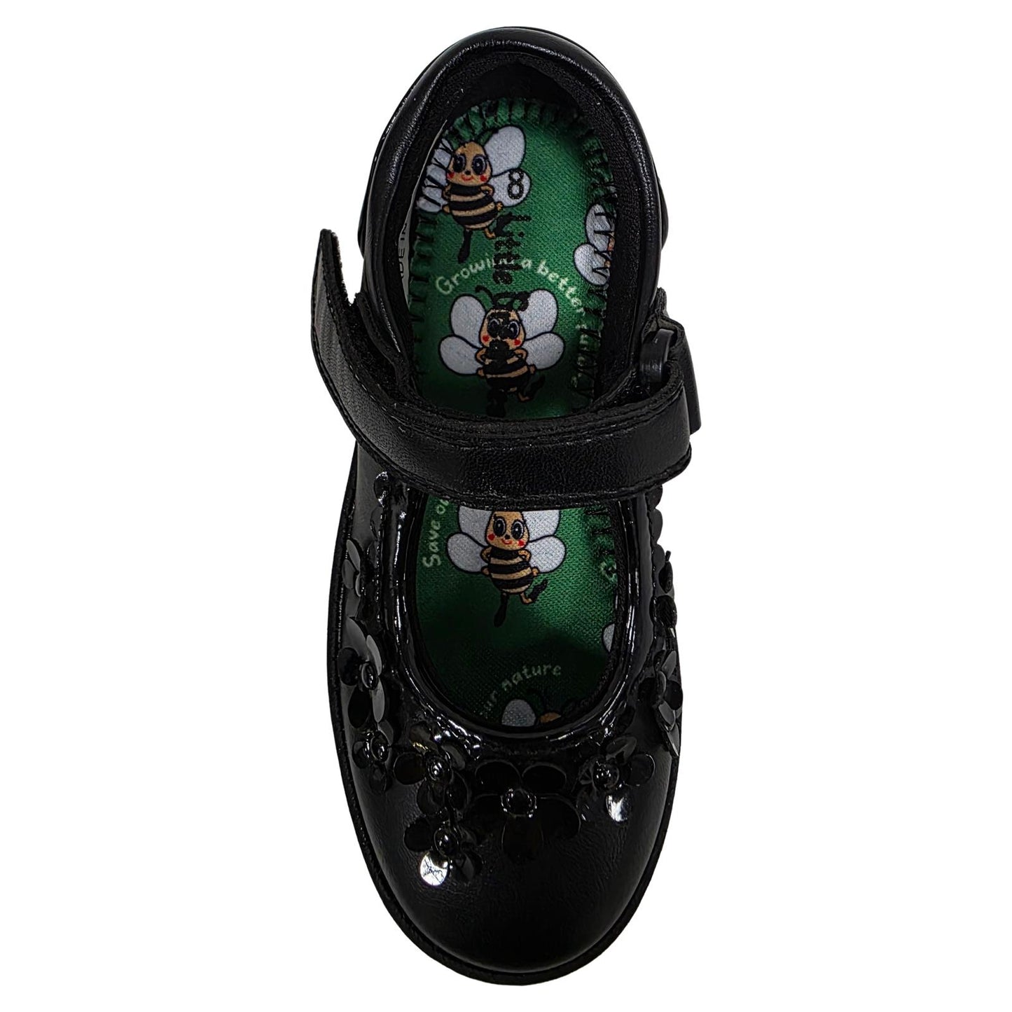Little Green Feet Pretty Girls Black School Shoes