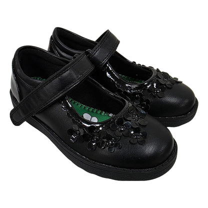 Little Green Feet Pretty Girls Black School Shoes