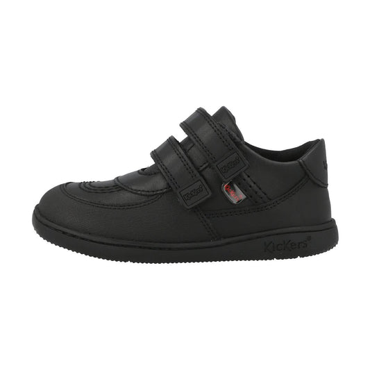 Kickers Playflex Lo Vel Leather Black School Shoes 1-17566