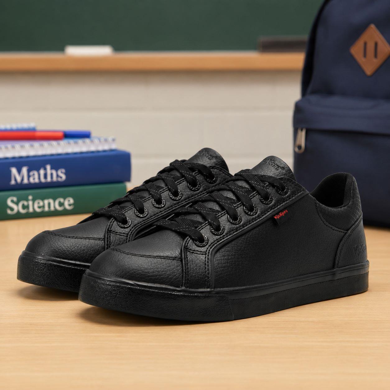 Kickers Tovni Lo Tek Text YU Casual Leather School Shoes