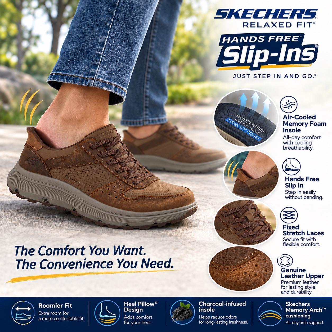 Skechers Mens Brown Garza Ultra Tyrell Slip Ins 205867/CML