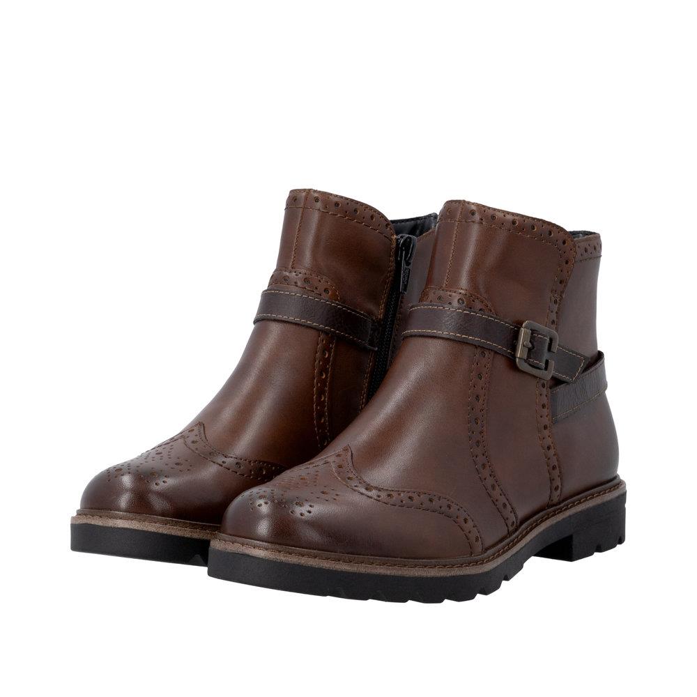 Remonte Women's Brown Leather Brogue Ankle Boots