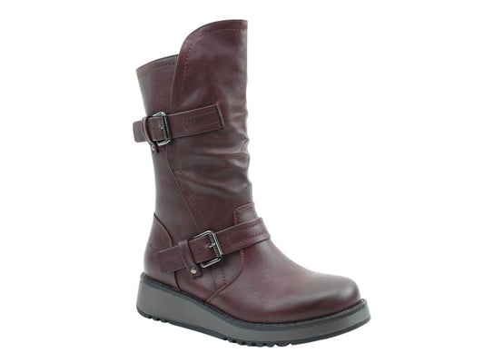 Heavenly Feet Women's Hannah4 Burgundy Mid Calf Boots