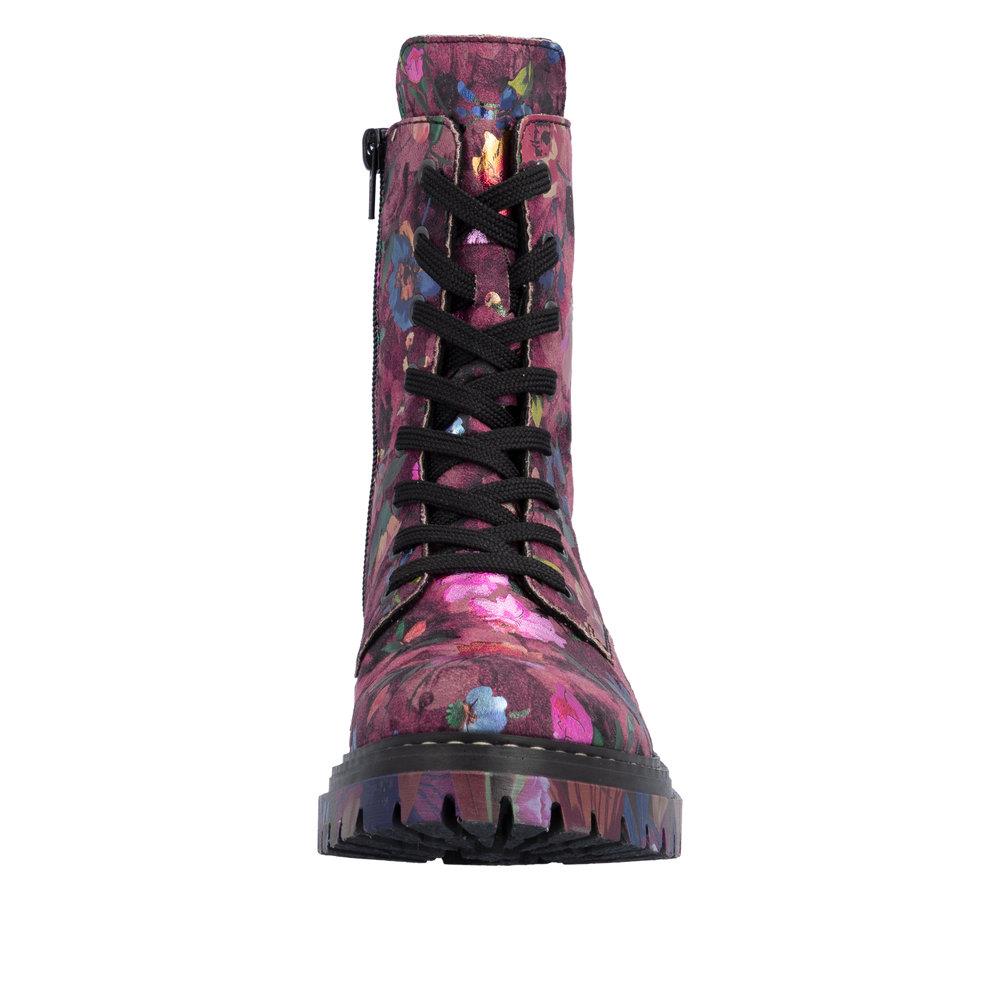 Rieker Women's Floral Ankle Boots Bordeaux Fleece Lined  72627-92