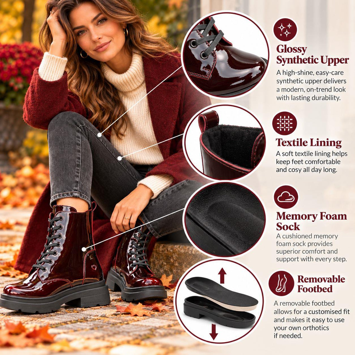 Heavenly Feet Women's Krissy 2 Patent Ankle Boots