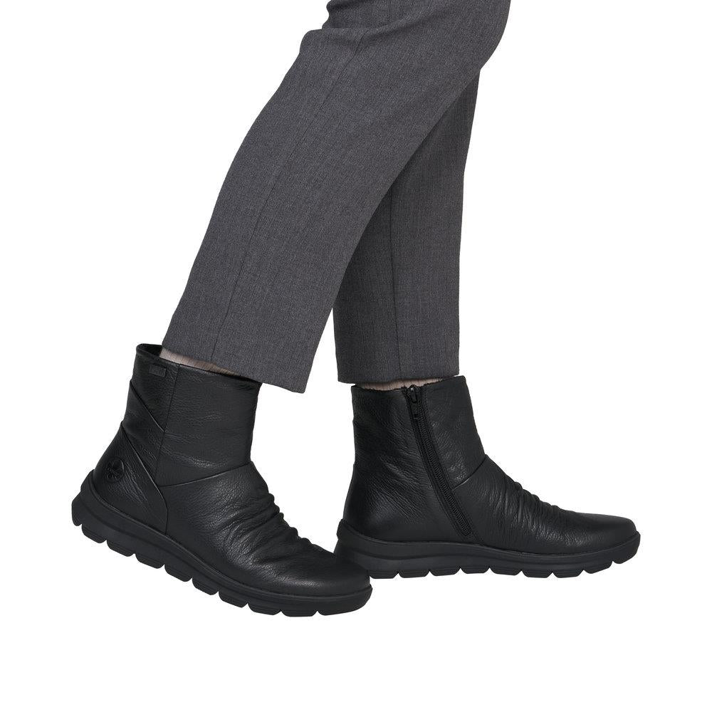Rieker Womens Black Boots Fleece Warm Lining Z0066-00