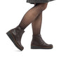 Rieker Womens Brown Faux Leather Warm Lined Low Wedge Ankle Boots X9165-25