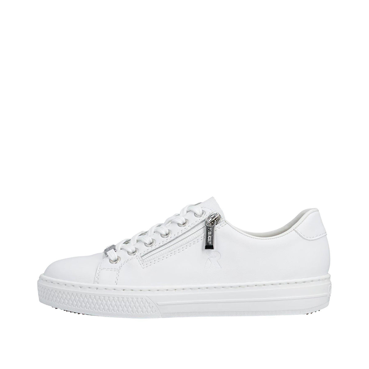 Rieker Womens White Smooth Leather Trainers